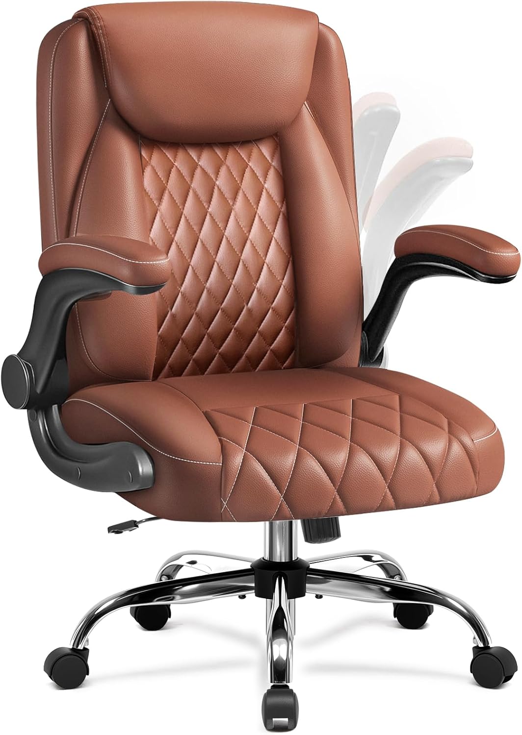 COMHOMA Leather Office Chair Ergonomic Computer Gaming Chair with Comfy Back Support, Executive Mid-Back,Small Gmaing Chair with Adjustable Armrests, for Short People Use, Rolling Swivel for Adults