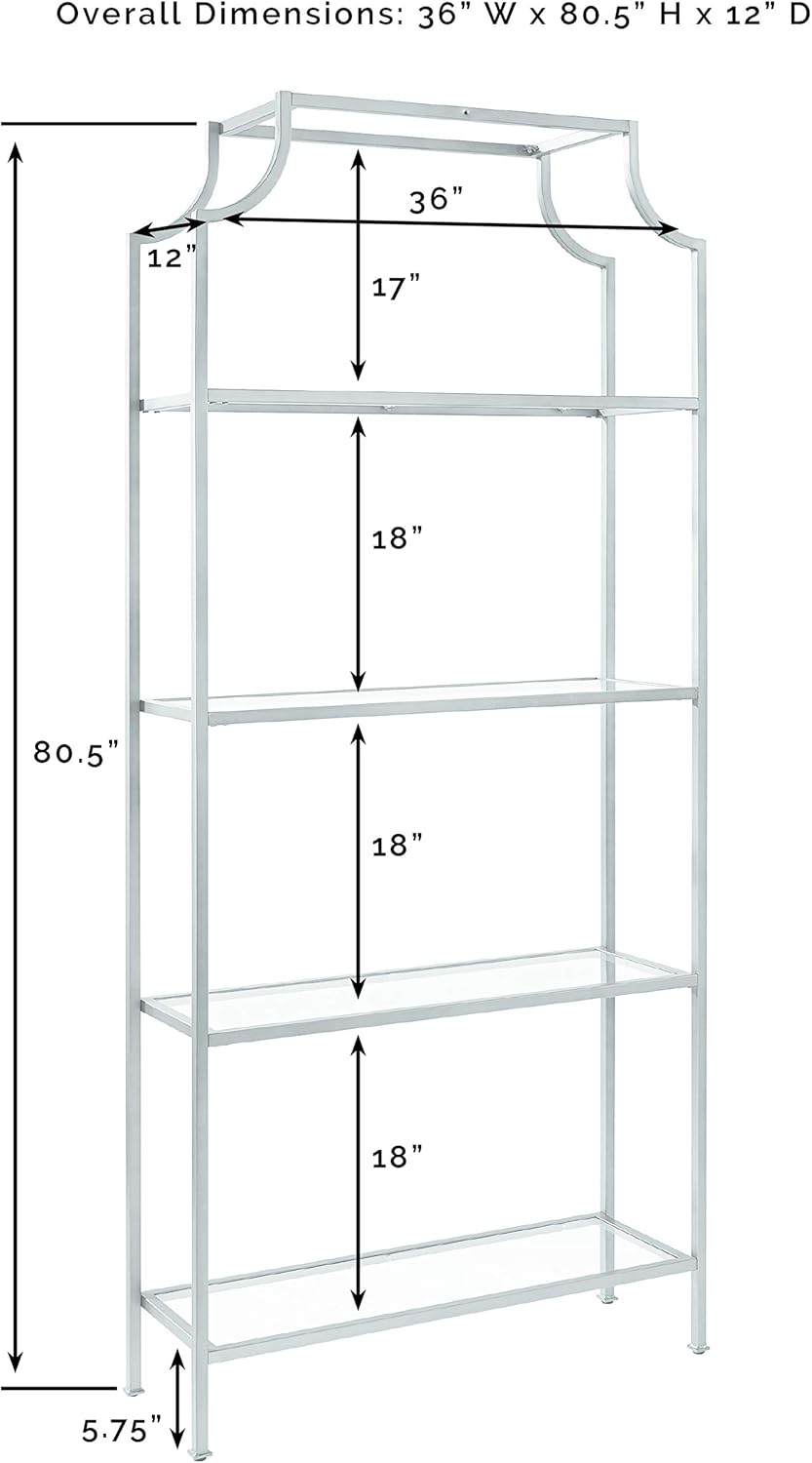 Crosley Furniture Aimee Bookshelf with Glass Shelves, Bookcase Storage, Oil-Rubbed Bronze