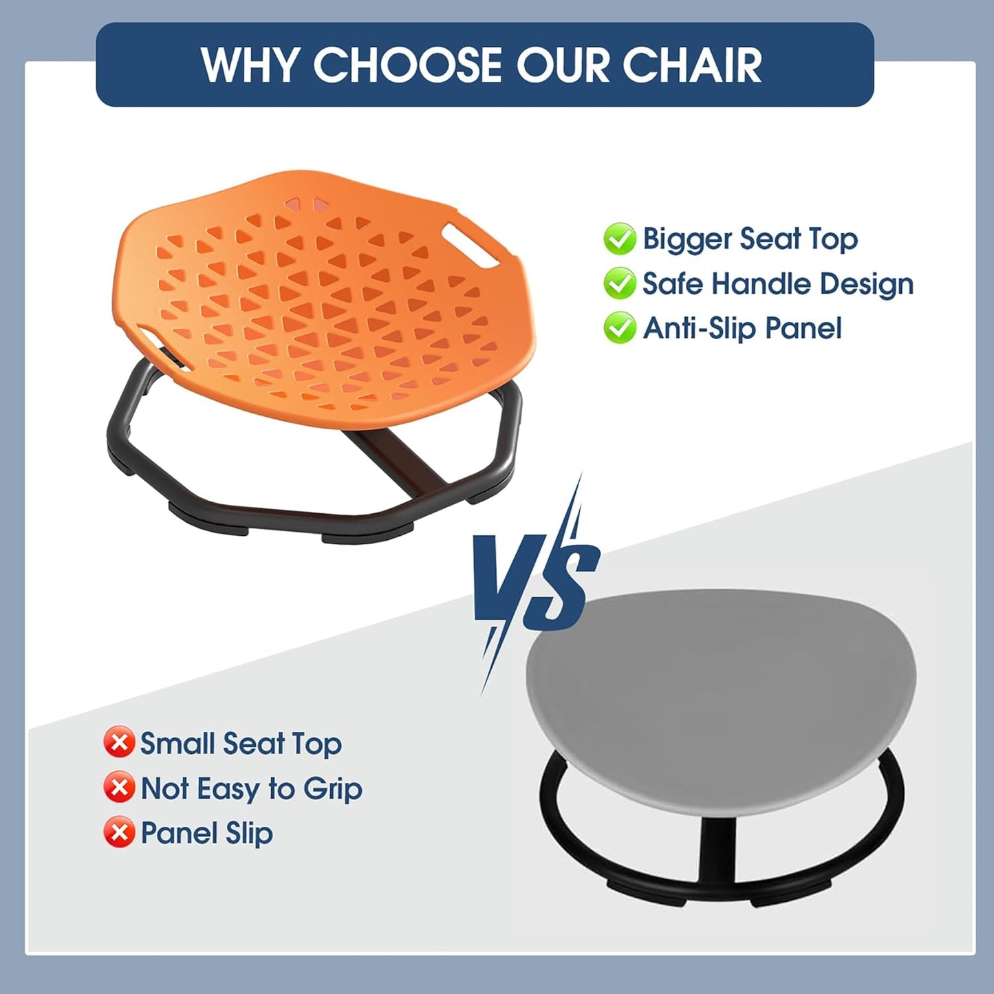 Sensory Spinning Chair for Autistic Kids,Upgraded Swivel Chair for Kids with Handles, Improves Focus and Balance, Ideal for Indoor and Outdoor Play Equipment (Safety Belt Included)