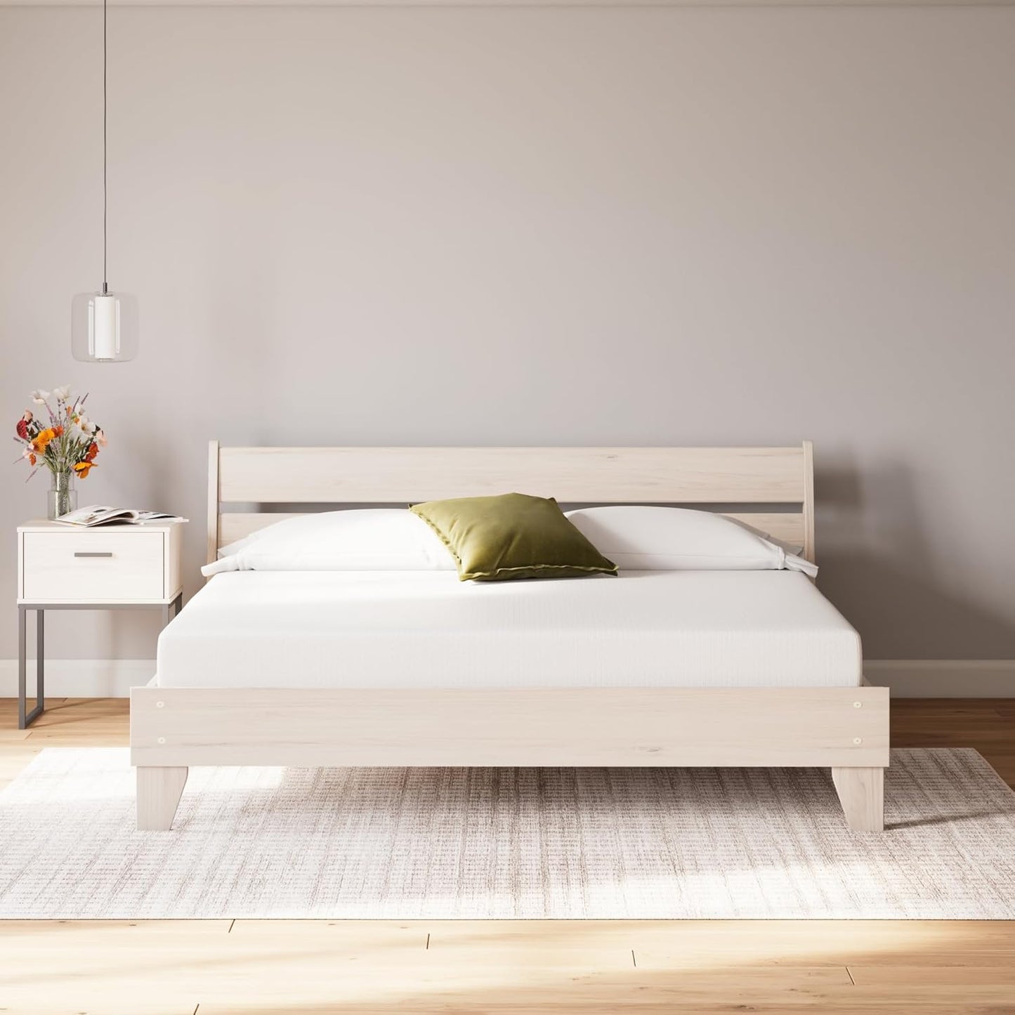 Signature Design by Ashley King Size 8 Inch Medium Firm Charcoal Gel & Green Tea Infused Memory Foam Mattress for Pressure Relief, Fiberglass Free, Mattress In A Box