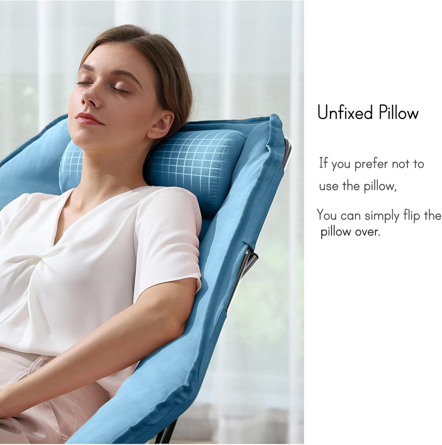 Hexagon Foldable Living Room Chair, Saucer Chair for Adults, Comfy Bedroom Lounge Chair, Moon Chair, Lazy Folding Chair for Dorm Rooms(Ottoman-Blue)