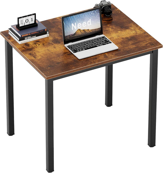 Need Small Computer Desk for Home&Office- 31.5'' Length Small Writing Desk Gaming Desk Students Laptop Use, Rustic Brown Desktop & Black Frame AC3FB(8060)