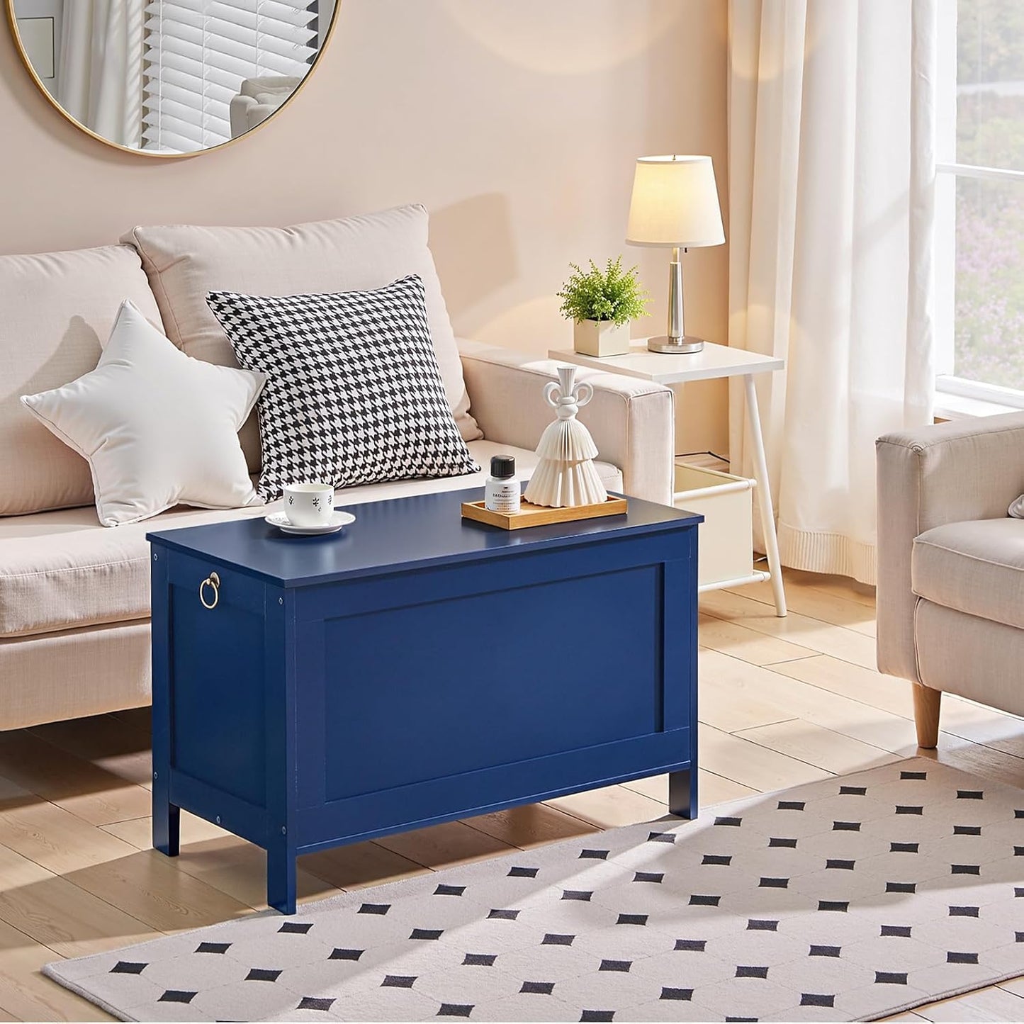 HOOBRO Toy Box, Retro Wooden Look Storage Chest with Safety Hinge, Entryway Storage Bench Supports 220 lb, 29.9 x 15.7 x 18.9 Inches Toy Chest Organizer, Easy Assembly (Blue) BU75CW01G1