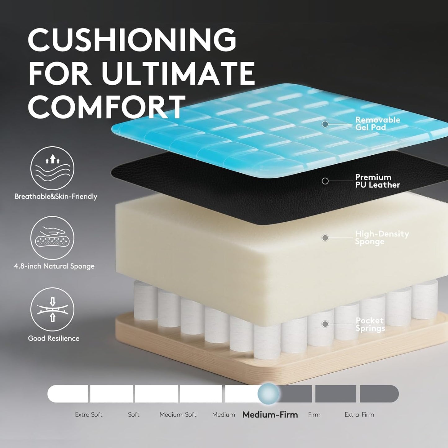 Gaming Chair,Computer Office Chair with Footrest,Massage Lumbar Support and Gel Pad,Ergonomic Reclining Leather Gamer Chair with Headrest,Adjustable Armrests and Spring Cushion Black Red