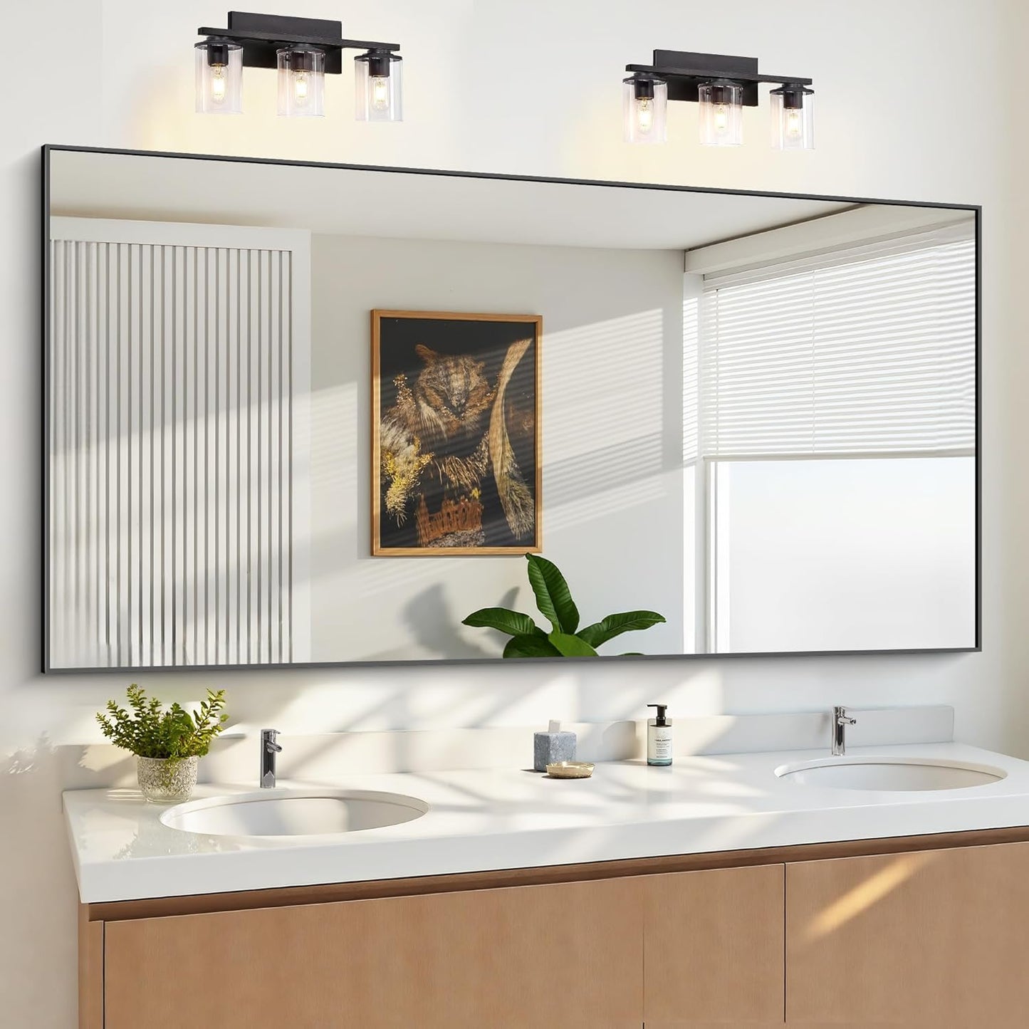 KOCUUY Black Bathroom Mirrors for Wall,72x36 Large Rectangle Mirrors for Bathroom Sink,Oversized Wall Mirror Black Metal Framed Decor for Living Room, Farmhouse, Entryway, Hang Horizontal/Vertical