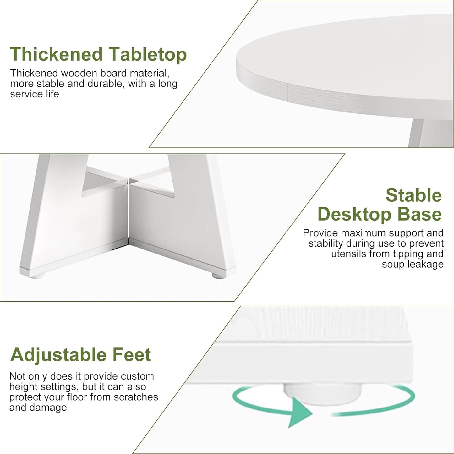 NicBex 47-Inch Round Dining Table for 4, Farmhouse Dinner Table Small Farmhouse Kitchen Tables with Wood Pedestal Base for Dining Room, Kitchen, Living Room, White