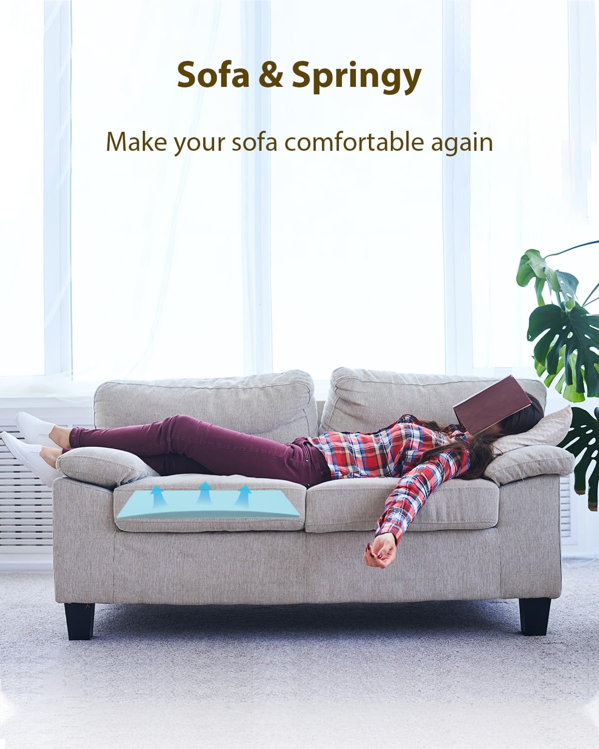 Couch Cushion Support, 20" x 20" Sofa Cushion Support for Sagging Seat, High Density Replacement Foam Insert for Sagging Couches, Loveseat, Furniture (Blue-3 pcs)