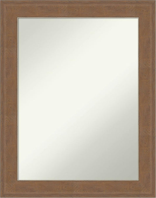 Amanti Art Grey Bathroom Mirror for Over Sink, 29x23 Alta Brown Grey Rectangle Vanity Mirror, Medium Country Rustic Frame, Hangs Horizonally and Vertically, Bathroom Wall Decor, Non-Beveled Edge