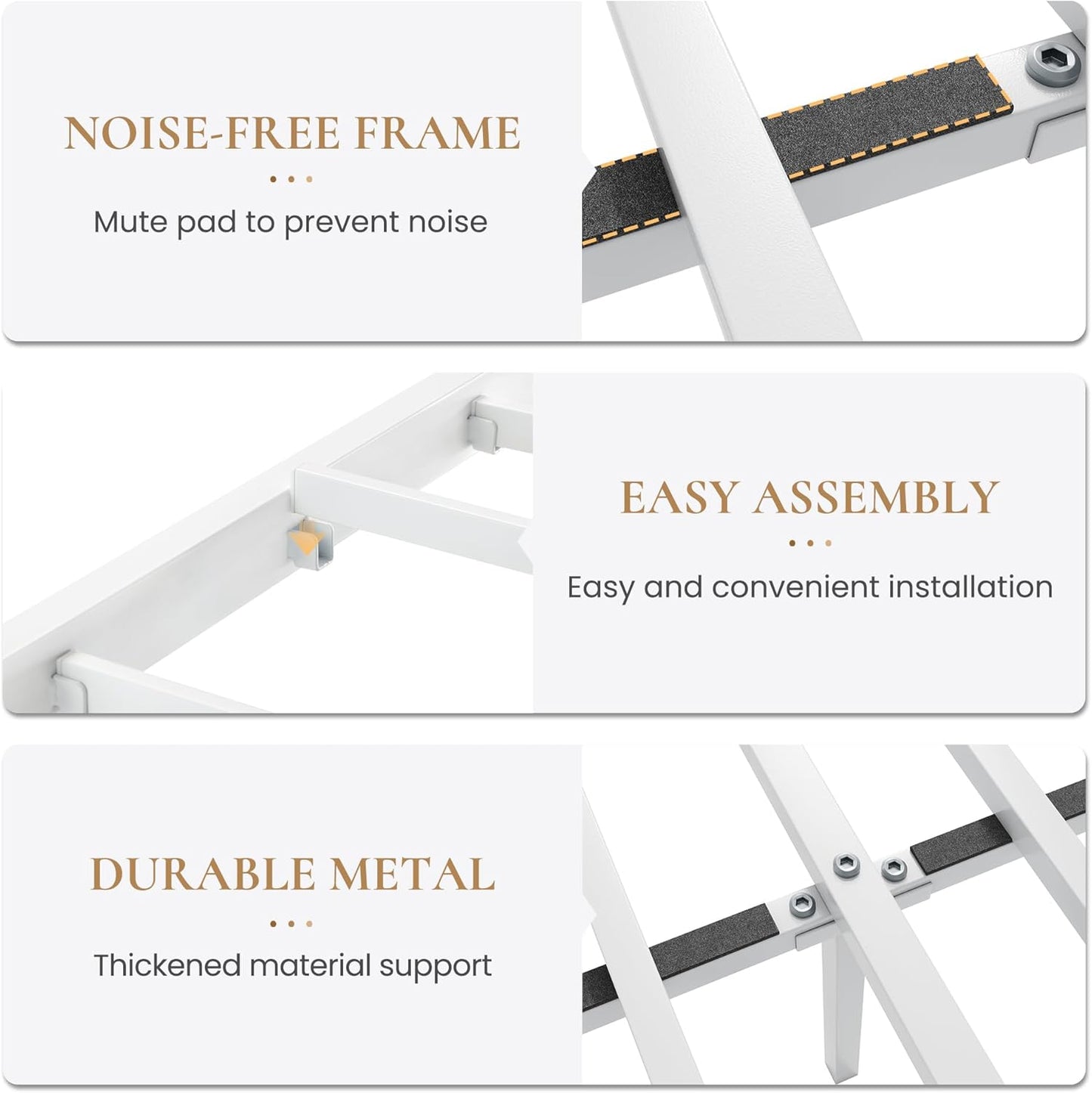 SHA CERLIN Twin Size Metal Platform Bed Frame with Victorian Style Wrought Iron-Art Headboard/Footboard, No Box Spring Required, White