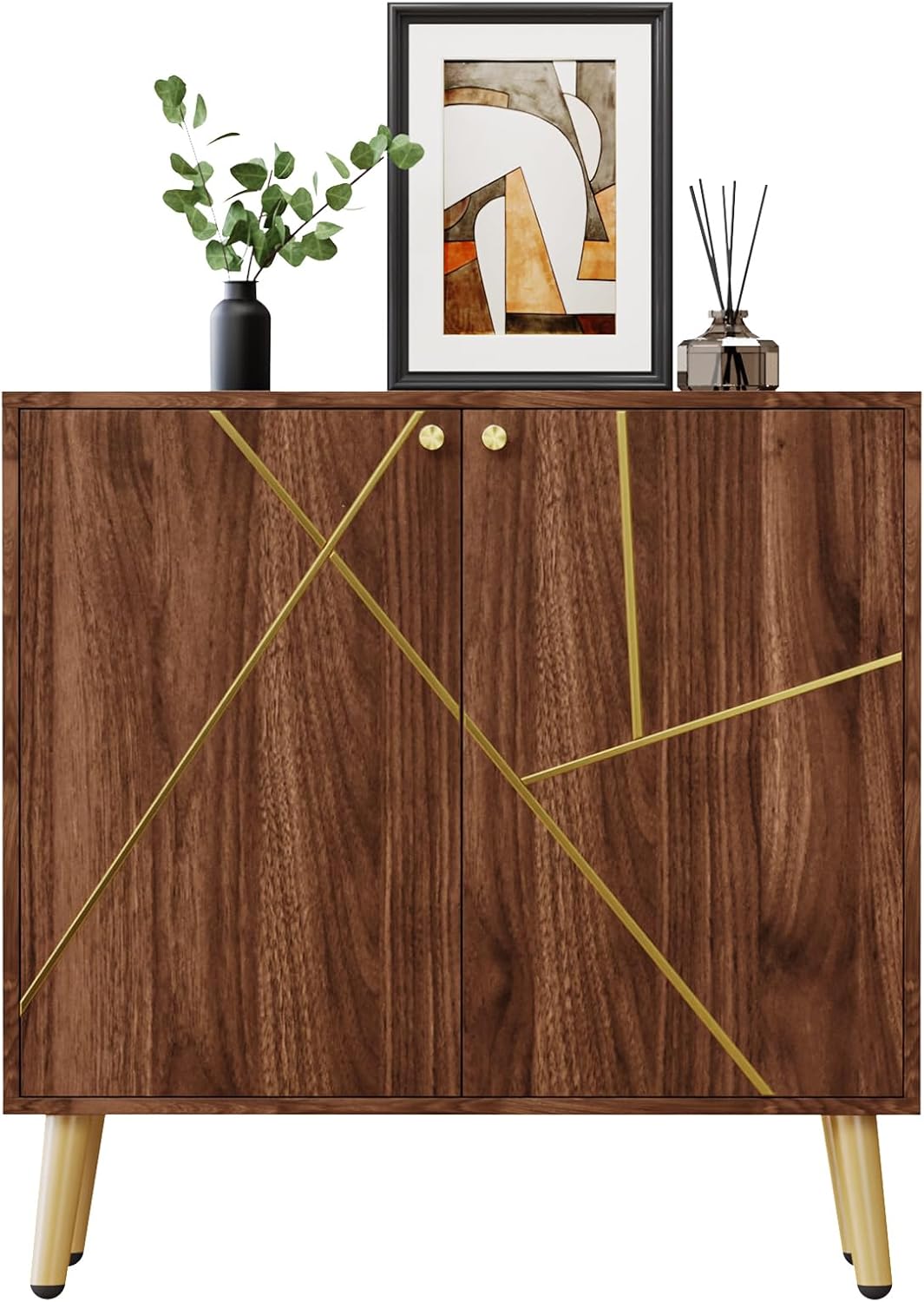 Storage Cabinet, Free Standing Buffet Cabinet, Morden Sideboard and Buffet Storage, Wood Accent Cabinet for Living Room, Hallway, Entryway (1, Brown)