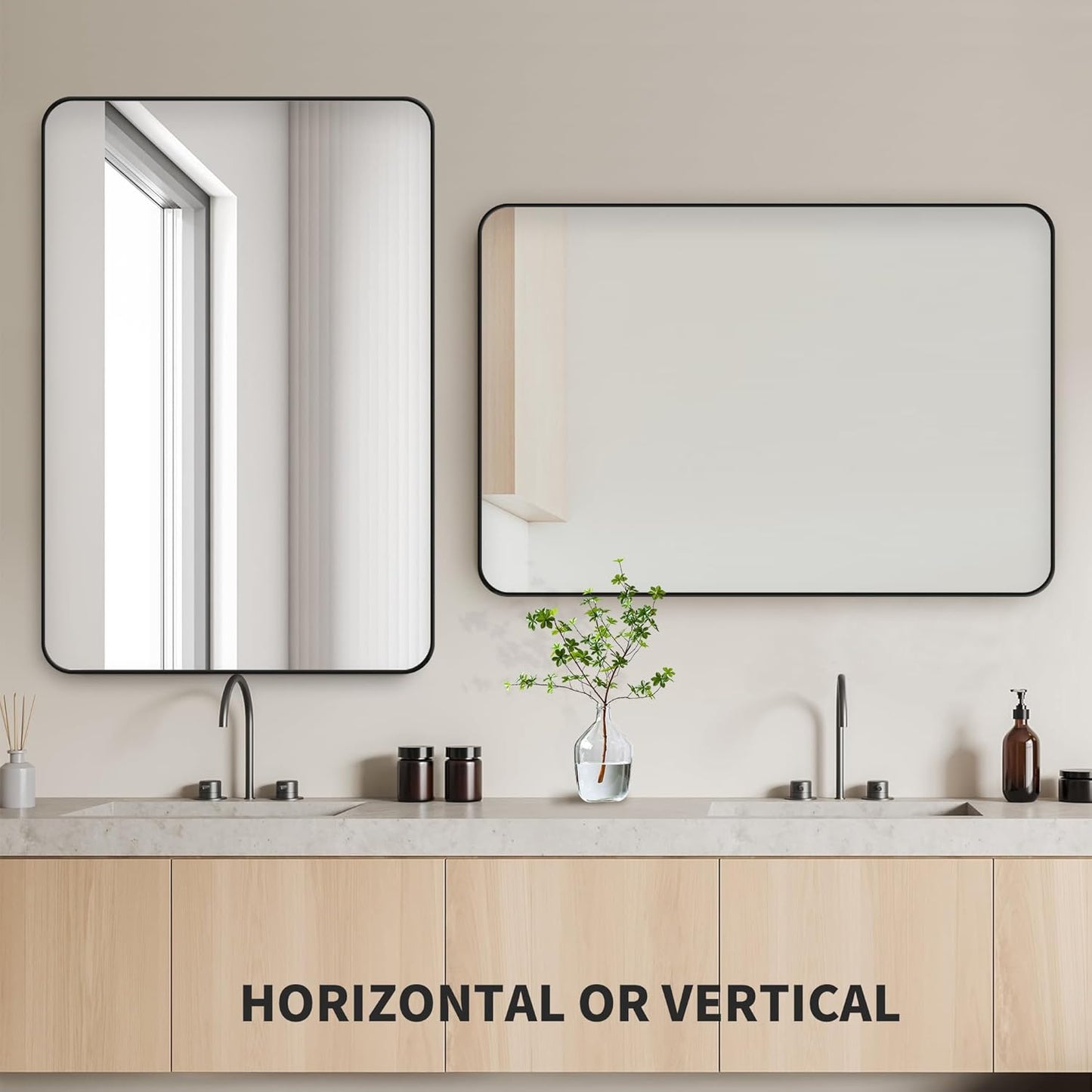 Black Bathroom Mirror,Rectangle 24 x 36 Inch Vanity Wall Mirror,Modern Mirror for Wall,Rectangular Mirror for Bedroom Living Room Entryway