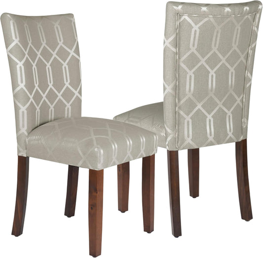 HomePop Classic Parsons Dining Chair - Pewter Gray Cream Lattice (Set of 2)