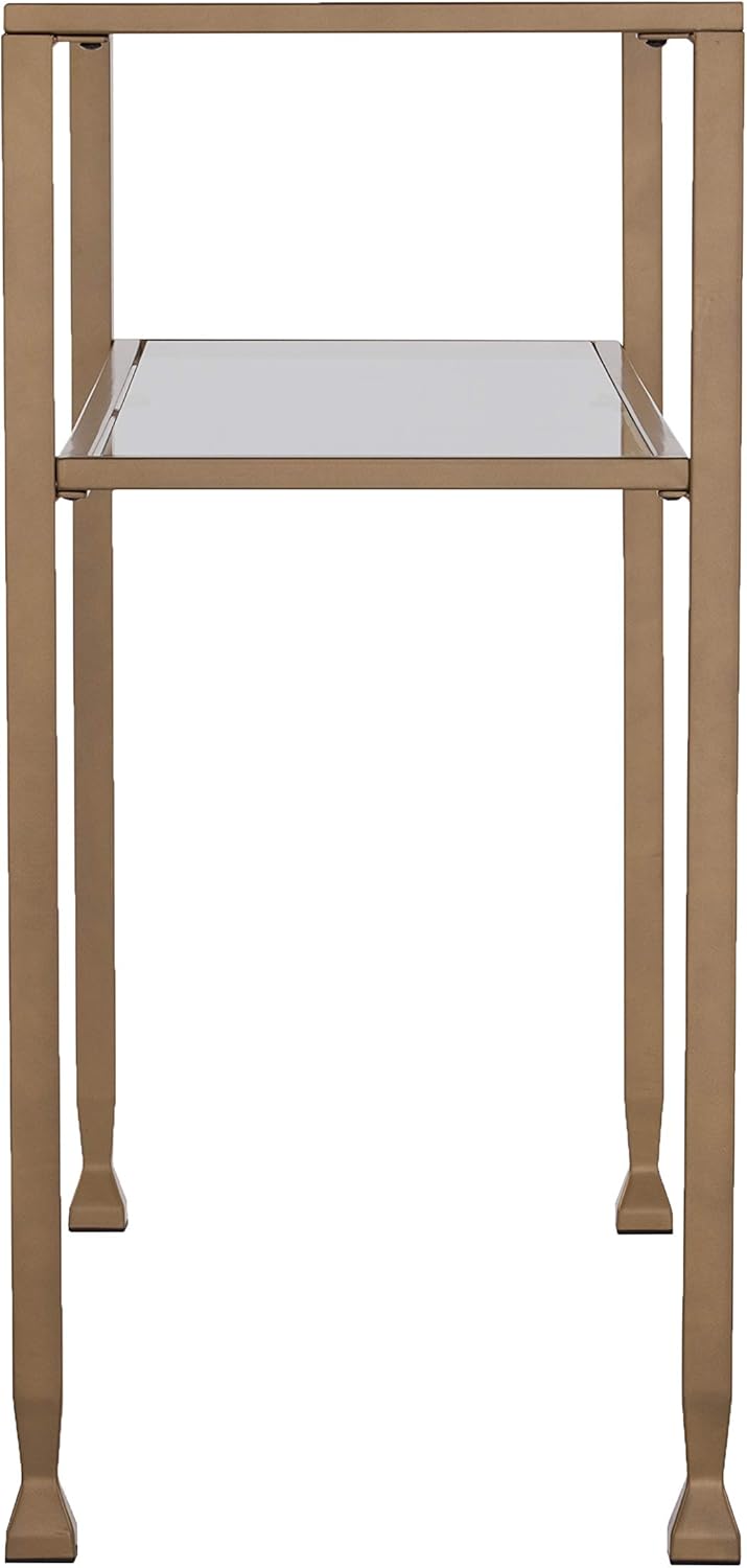 SEI Furniture Jaymes Metal & Glass 2-Tier Console Table, Soft Gold