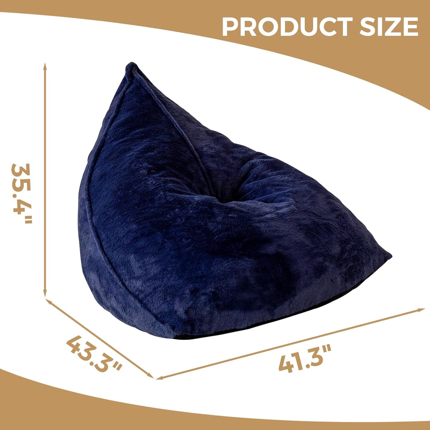 BYBYME Bean Bag Chairs Sherpa Lazy Sofa, Giant Beanbag Chairs for Adults, Teenagers with Stuffed High Density Foam Filling, Comfy Chair for Living Room, Bedroom