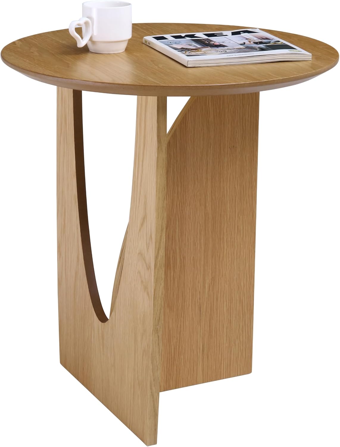 Get Set Style Round End Table Accent Side Table Circle Wood Corner Table Small Modern Coffee Table for Living Room or Bedroom Nightstand (Natural Finish)