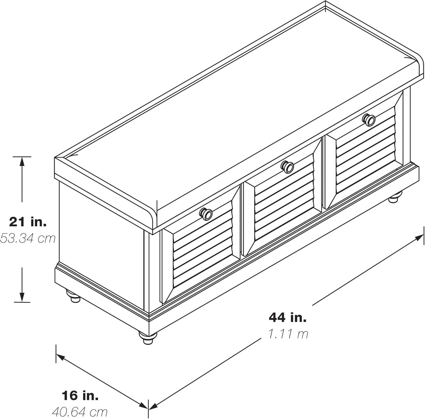 OSP Home Furnishings Dover Coastal Lift-Top Storage Bench with Shutter Face Styling, Goldstone Finish with Salt and Pepper Cushion