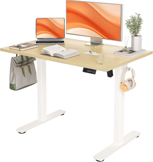 Seang Standing Desk with Adjustable Height, 40x24 Inch Electric Stand Up Desk for Home Office, Studio, Computer Workstation, Nature Top