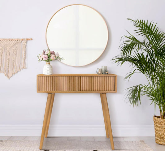 Console Table, Small Console Tables for Entryway，31" Vanity Desk Fluted Dresser Side Table, Brown Entry Table Narrow Console Table Modern Hallway Table Modern Sofa Table for Living Room(Brown)