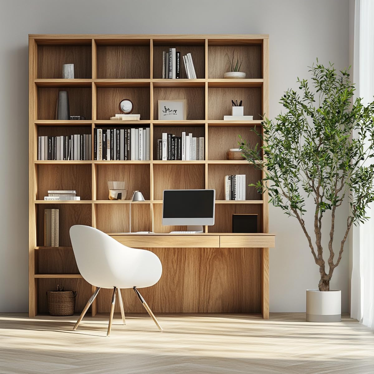 Artificial Olive Tree Tall,Faux Olive Tree Indoor Artificial Tree for Modern Home Office Living Room Floor Decor Indoor (1, 8ft 1in)