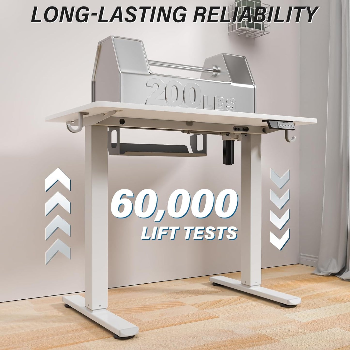 Kingant Standing Desk Height Adjustable Small Electric Stand Up Desks [35 x 20 Inch] - Ergonomic Sit Stand Desk Rising Desks for Home Office Computer Desk Stand Desk Workstation with Cable Management