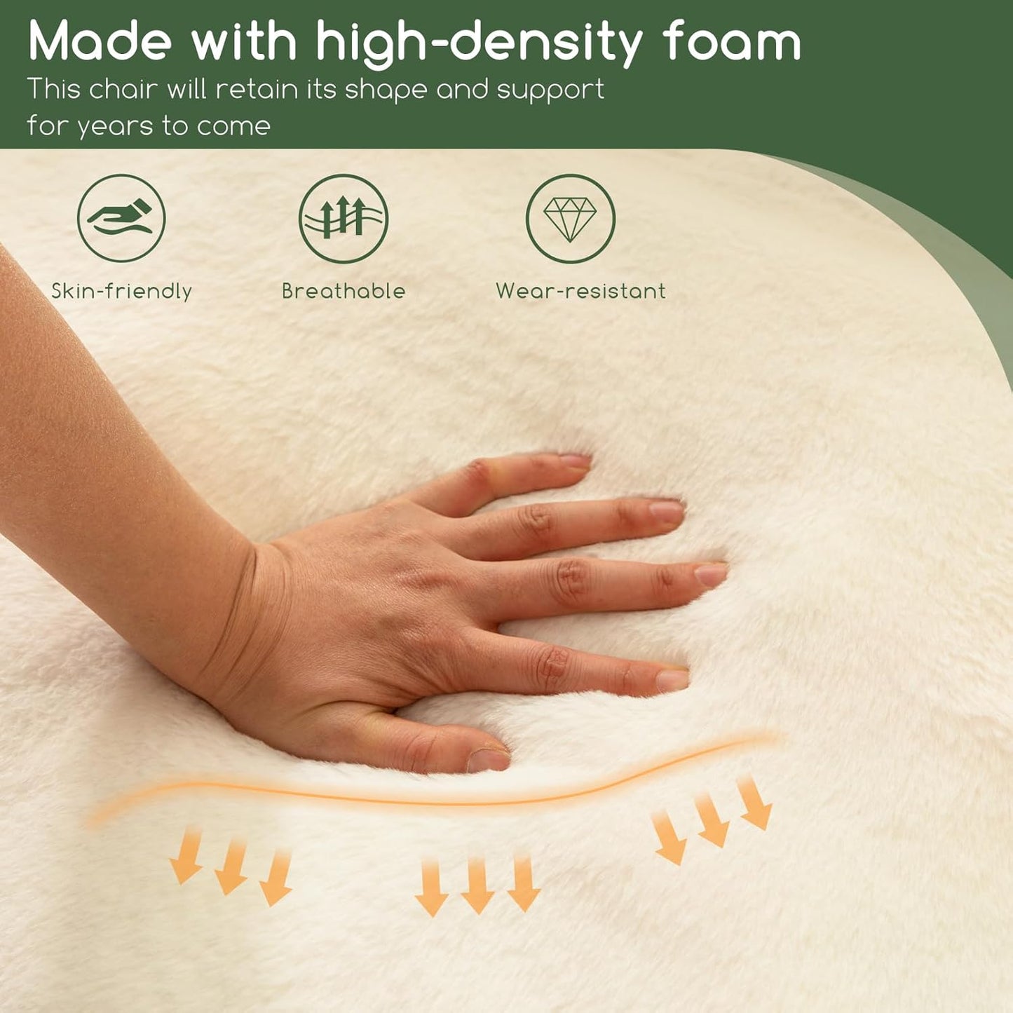 HIGOGOGO Giant Bean Bag Chair for Adults, Big Comfy Sofa Chair for Bedroom Living Room, Bean Bag Lazy Chair for Adults with Armrests for Gaming, Reading, Fur Beige