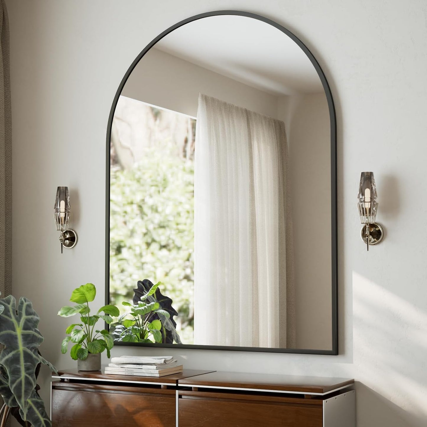 HARRITPURE 36"x48" Arched Bathroom Mirror - Black Wall Mounted Vanity Mirror Aluminum Alloy Frame Large Arch Wall Mirror for Living Room, Bedroom and Entryway