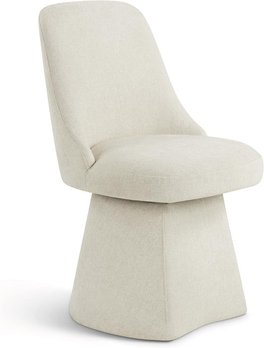 Swivel Dining Chair Mid Century Modern DeskChair High Back Upholstered Linen Fabric SideChair for Kitchen Diningroom Bedroom,Linen,1 Box