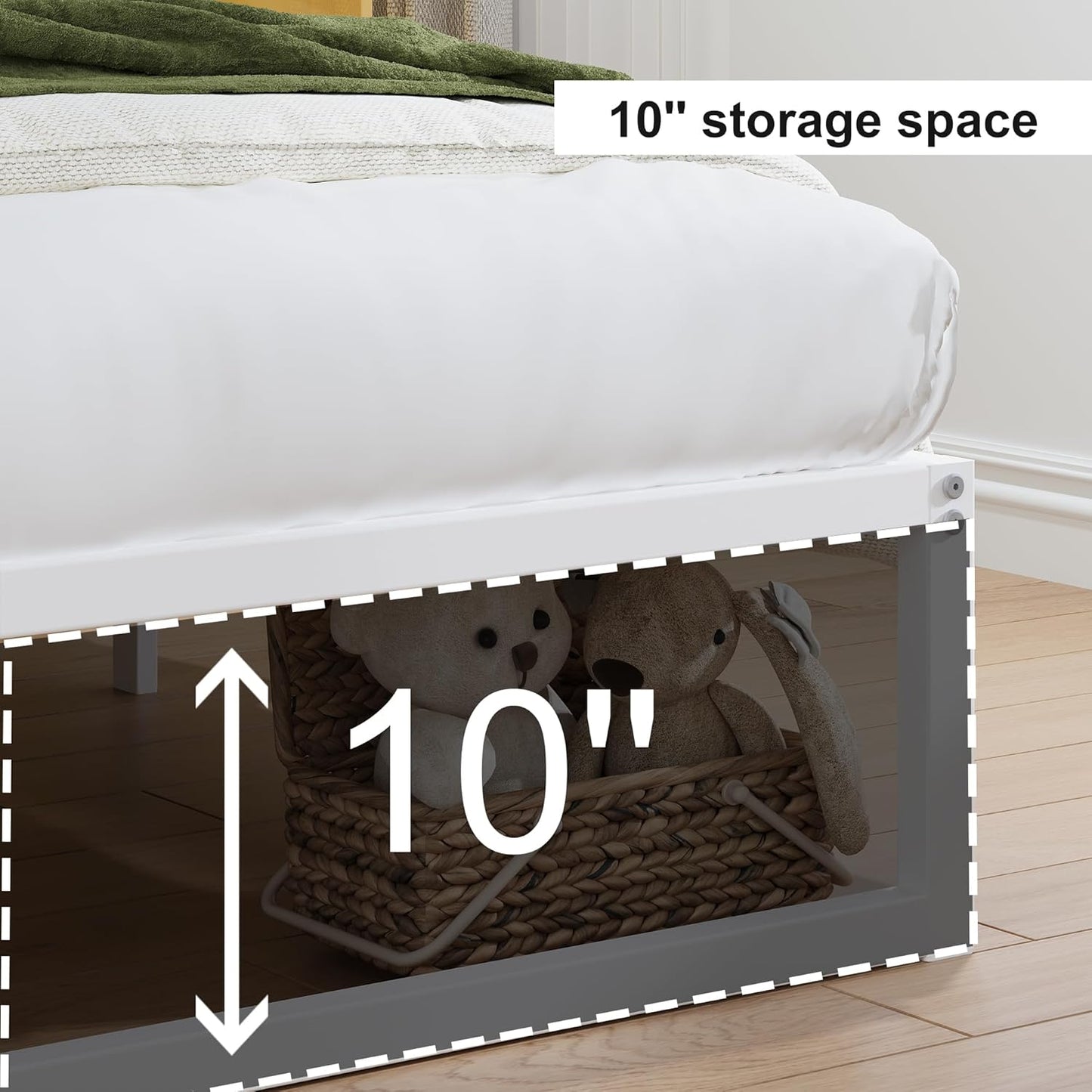 EMODA 12 Inch Full Size Bed Frame, Metal Platform White Bed Frame Full No Box Spring Needed, Heavy Duty Steel Slats Support, Easy Assembly, Noise Free