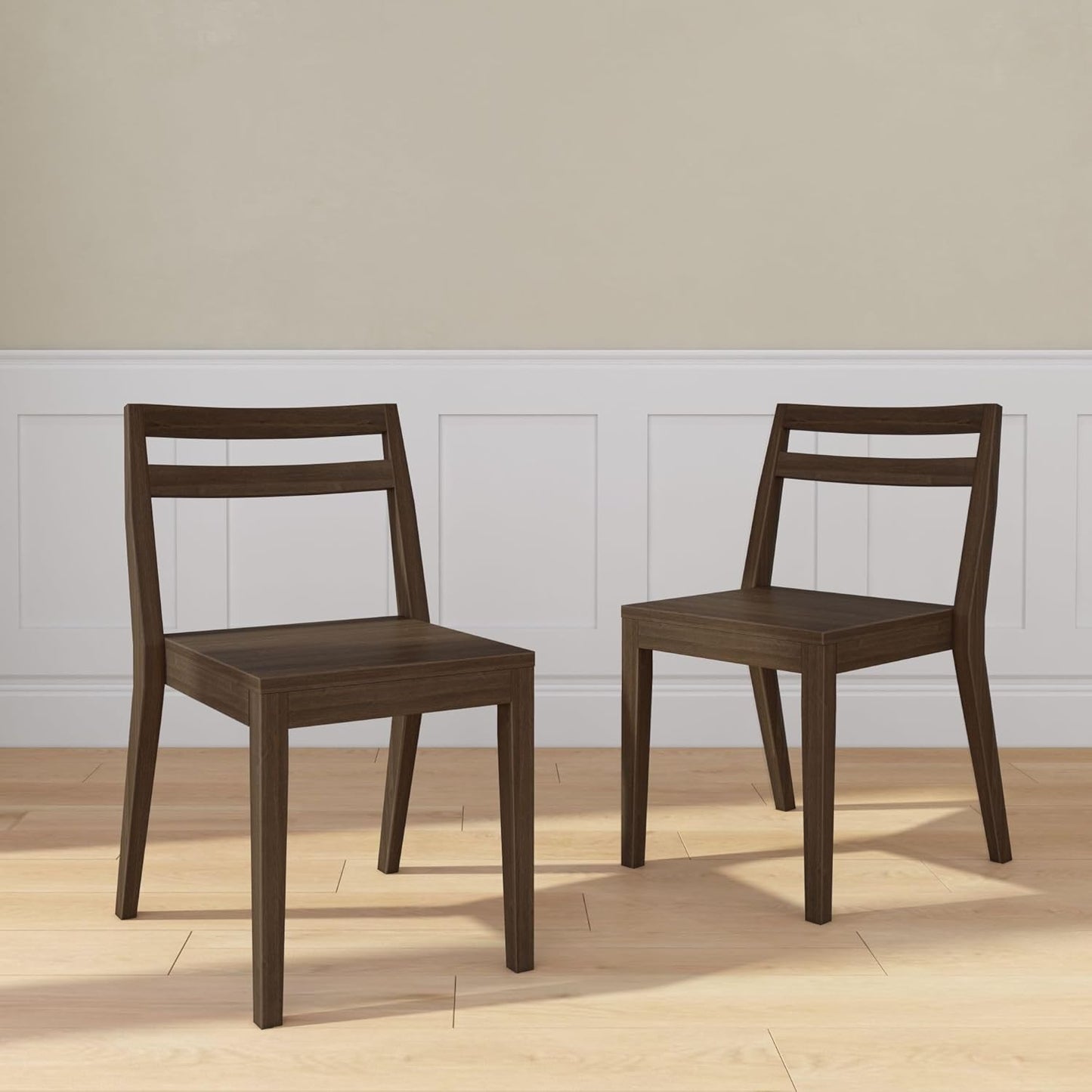 Grain & Grove Davie Dining Room Chairs Set of 2, Solid Wood Modern Kitchen Chair for Living Room, Kitchen, Walnut
