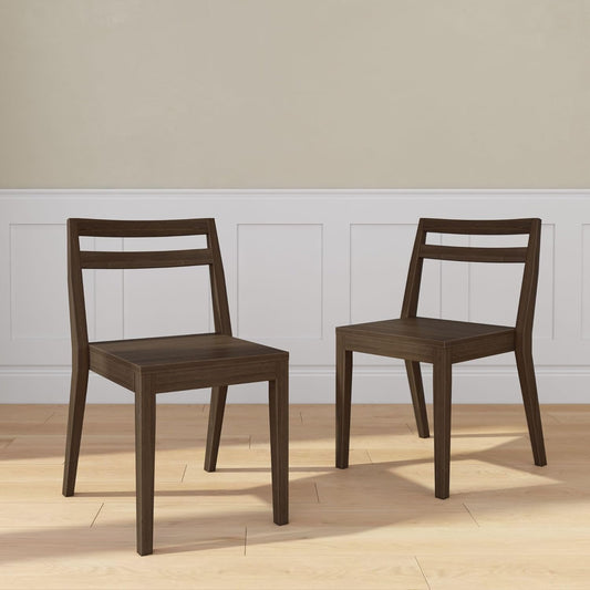 Grain & Grove Davie Dining Room Chairs Set of 2, Solid Wood Modern Kitchen Chair for Living Room, Kitchen, Walnut