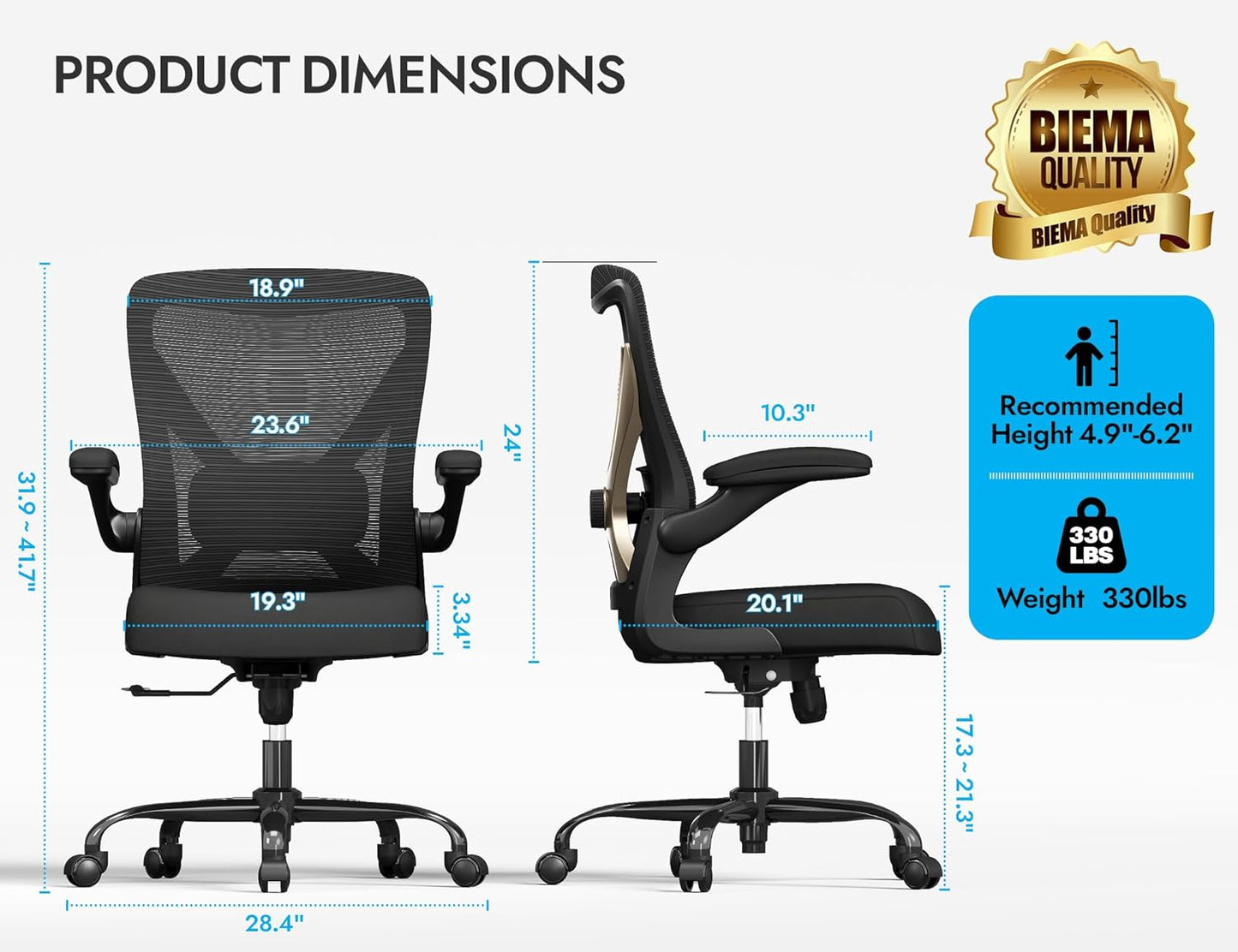 Ergonomic Office Chair - X-Shaped Computer Desk Chair Comfy, Gaming Chair, Office Chair with Lumbar Support, Mesh Office Chairs, Desk Chair for Long Hours(Black Gold)