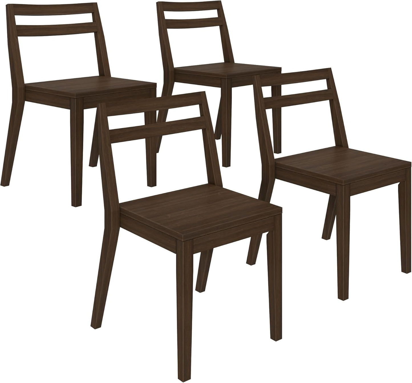Grain & Grove Davie Dining Room Chairs Set of 4, Solid Wood Modern Kitchen Chair for Living Room, Kitchen, Walnut