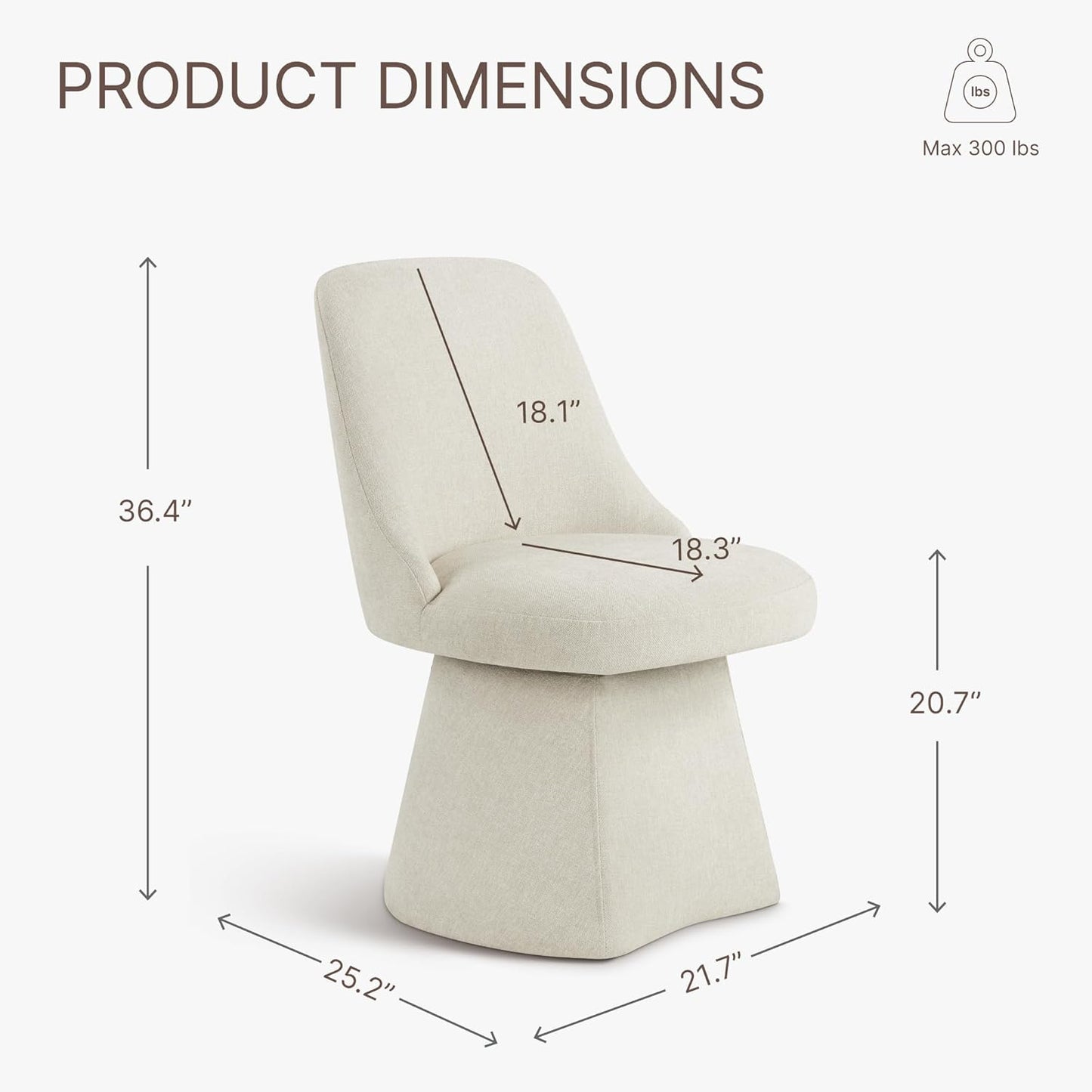 Swivel Dining Chair Mid Century Modern DeskChair High Back Upholstered Linen Fabric SideChair for Kitchen Diningroom Bedroom,Linen,4 Box