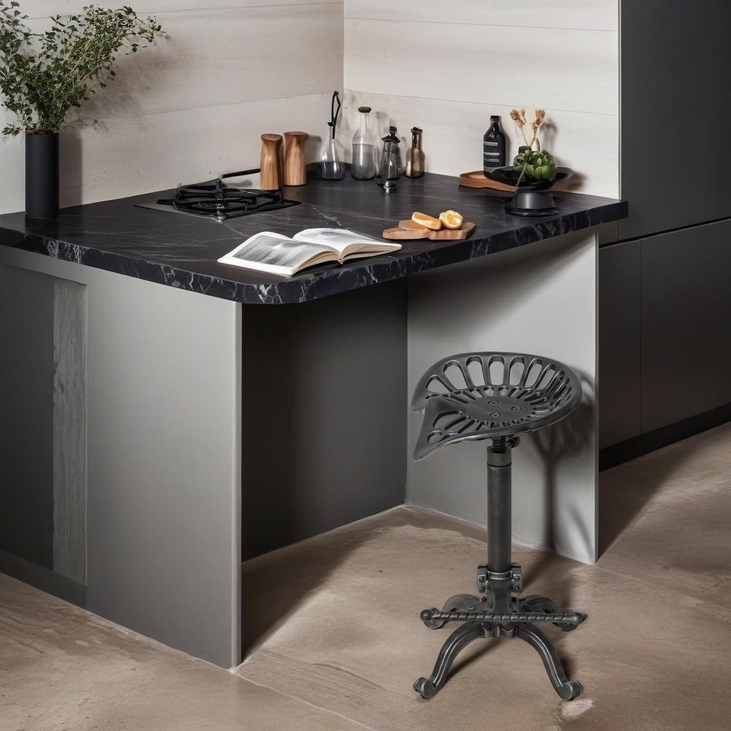 Rustic Tractor Seat Bar Stool Cast Iron Saddle Seat Industrial Counter Stools 20-27inch Height Adjustable