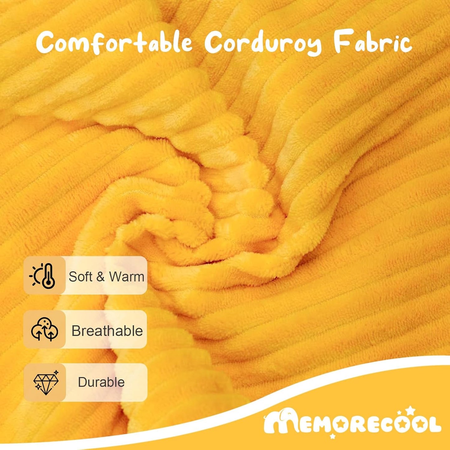 MeMoreCool Kids Couch for Playroom, Corduroy Convertible Toddler Couch, 8 Piece Modular Play Sofa, Foam Fort Building Set for Child Room Furniture, Yellow