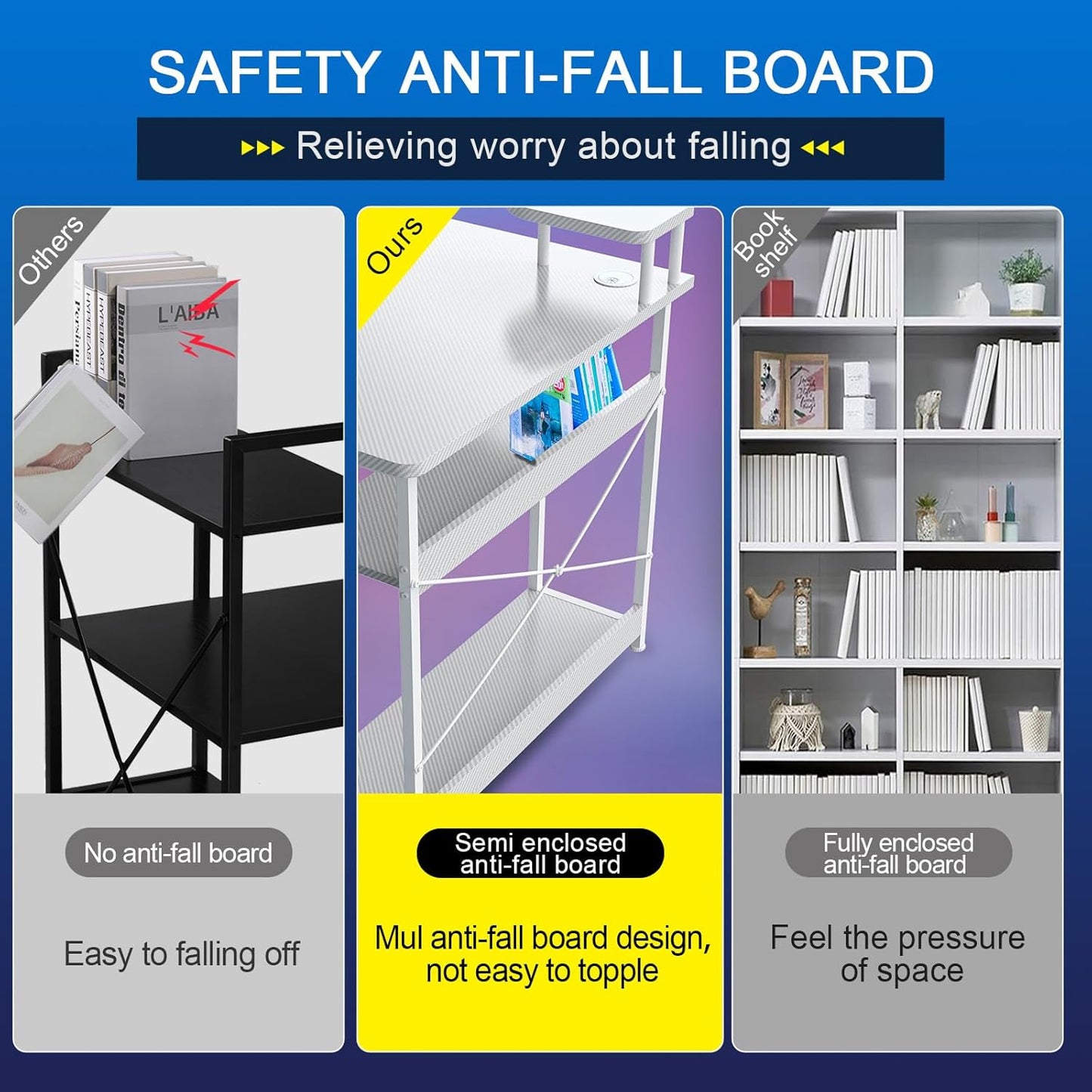 GTRACING Gaming Desk L Shaped Desk Carbon Fiber Style Computer Desks Compatible with Monitor Arm Storage Shelves Corner Desk Gaming Table for Home Office Desks Easy to Assemble Adjustable Shelf Height