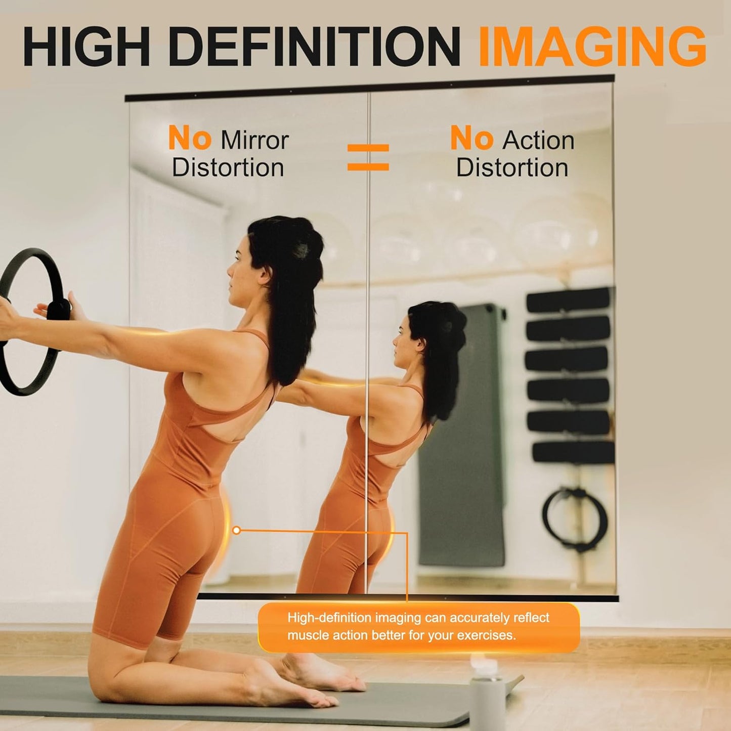 Delma Large Full Body Mirror for Yoga, Frameless Wall-Mounted Glass Panel (60"x25"-Black) 2PCS for Home, Garage, Bedroom & Bathroom