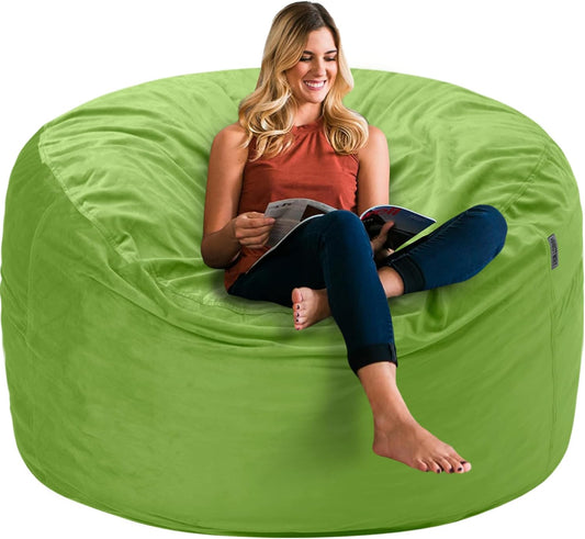 HABUTWAY Bean Bag Chair 3Ft Luxurious Velvet Ultra Soft Fur with High Rebound Memory Foam Bean Bag Chairs for Adults Plush Lazy Sofa with Fluffy Removable Sponge 3' (Lime)