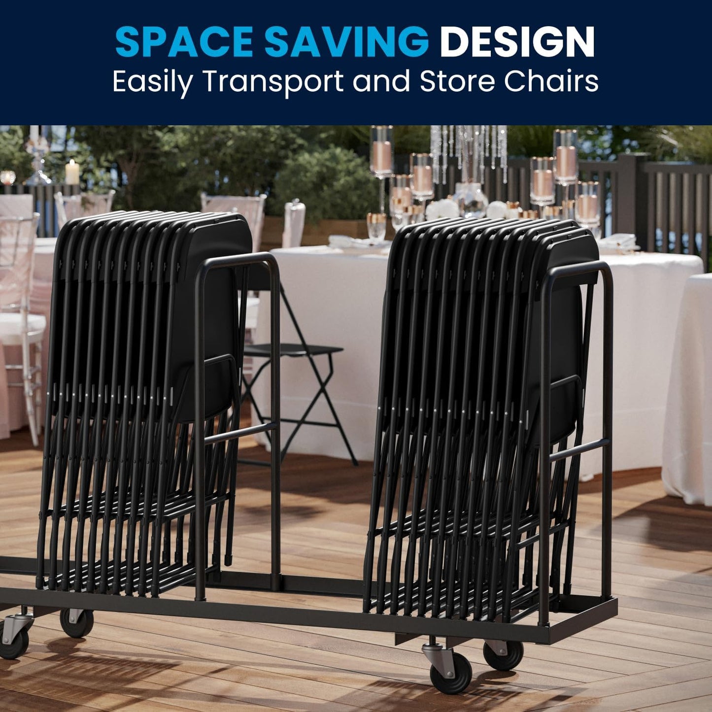 Flash Furniture Hercules Series Plastic Folding Chairs for Parties and Weddings, Stackable Commercial Event Seats with 650-lb. Static Weight Capacity, Set of 6, Black