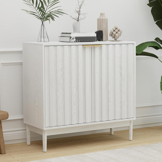 Fluted Cabinet with Storage, Buffet Cabinet Sideborad with Door, Kitchen Buffet Storage Accent Cabinets with Adjustable Shelves for Living Room, Entry, Hallway, White
