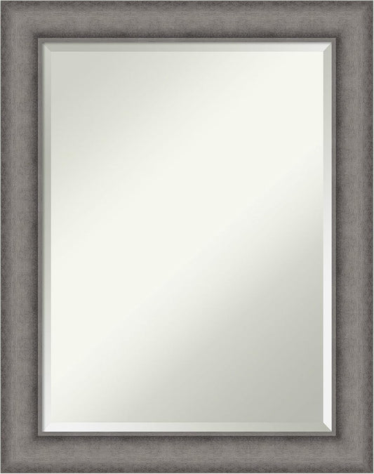 Amanti Art Grey Wall Mirror 29x23 Burnished Concrete Rectangle Bathroom Mirror for Wall Decor Living Room, Medium Modern Contemporary Wood Frame, Hangs Horizonally and Vertically, Bathroom Decor