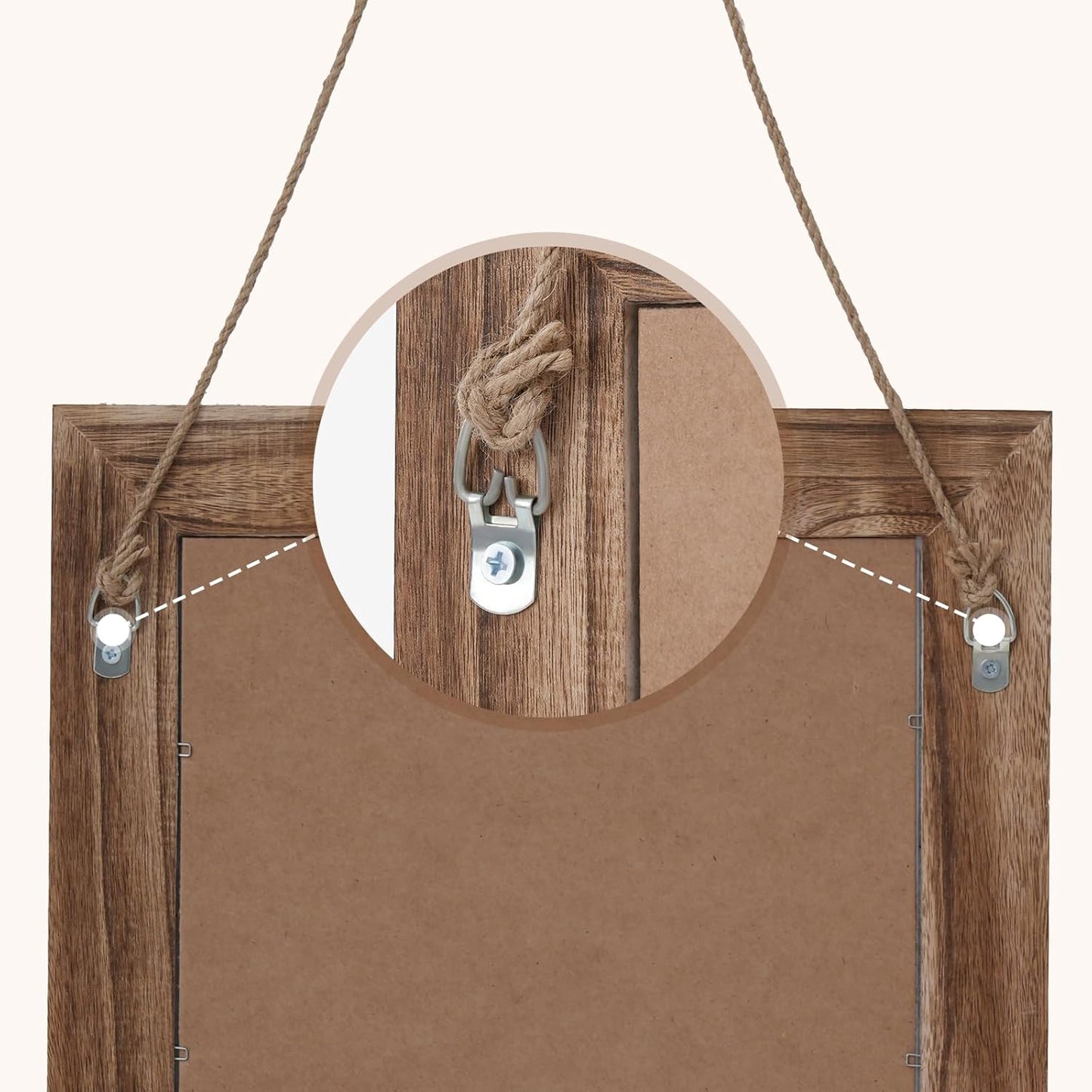 QDSSDECO 16"×20" Wall Mirror Farmhouse Decor Rectangular Mirror Hanging for Bathroom, Vanity, Bedroom, Entryway, Living Room,Brown