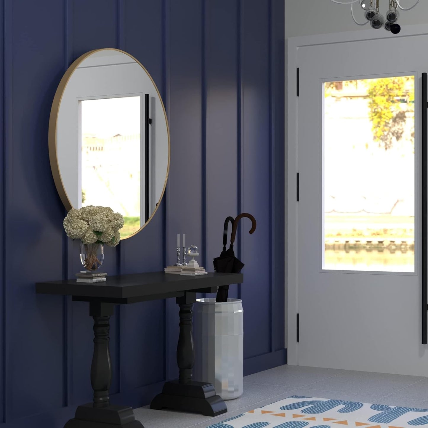 36 inch Gold Circle Wall Mirror, Brushed Gold Metal Framed Round Mirror for Bathroom Vanity, Bedroom Decor, Living Room, Entryway