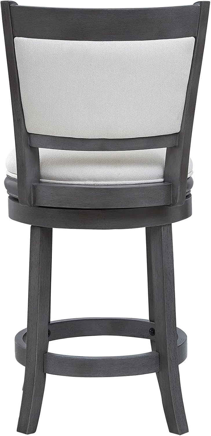 Ball & Cast Upholstered Swivel Counter Stools Kitchen Bar Stools 24" Seat Height Wooden Stool Chair, Cream White Set of 1