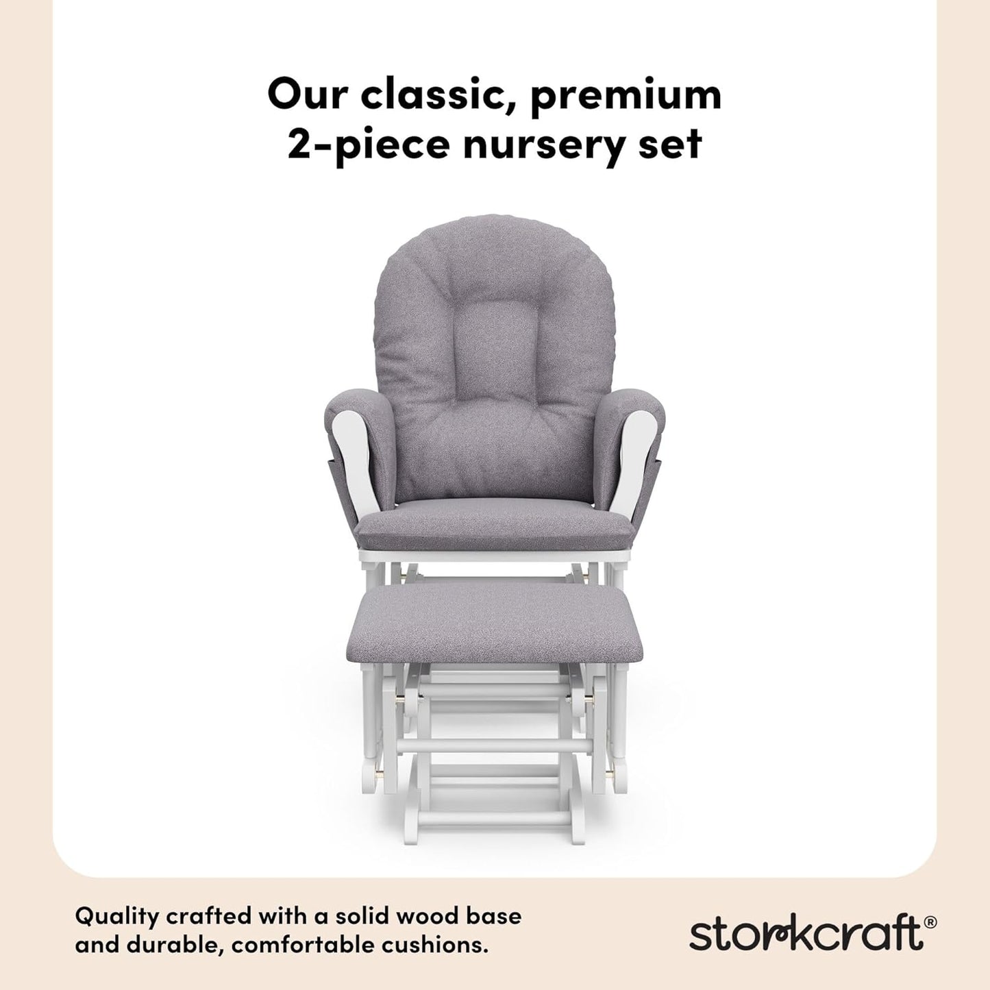 Storkcraft Premium Hoop Glider & Ottoman (Espresso/Gray Swirl) — GREENGUARD Gold Certified Nursery Glider, Solid Wood Craftsmanship, Smooth-Gliding Nursery Chair and Ottoman, Award-Winning
