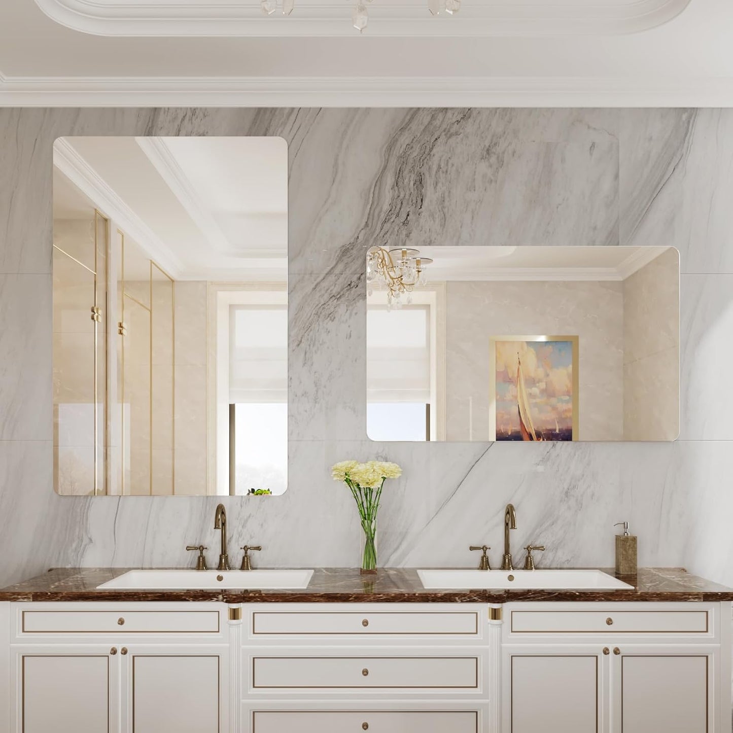 30x48 Bathroom Mirrors for Vanity,Wall Mirrors for Living Room,Frameless Wall Mirrors,Bathroom Mirror for Over Sink