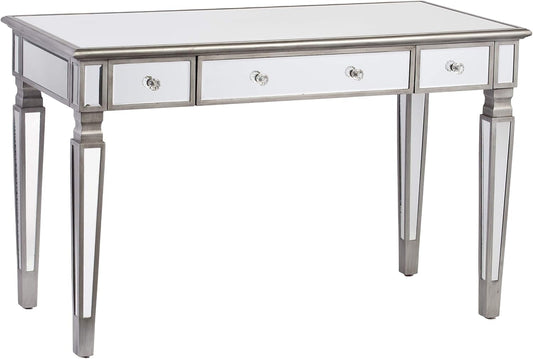 SEI Furniture Wedlyn Mirrored Writing Desk, Silver