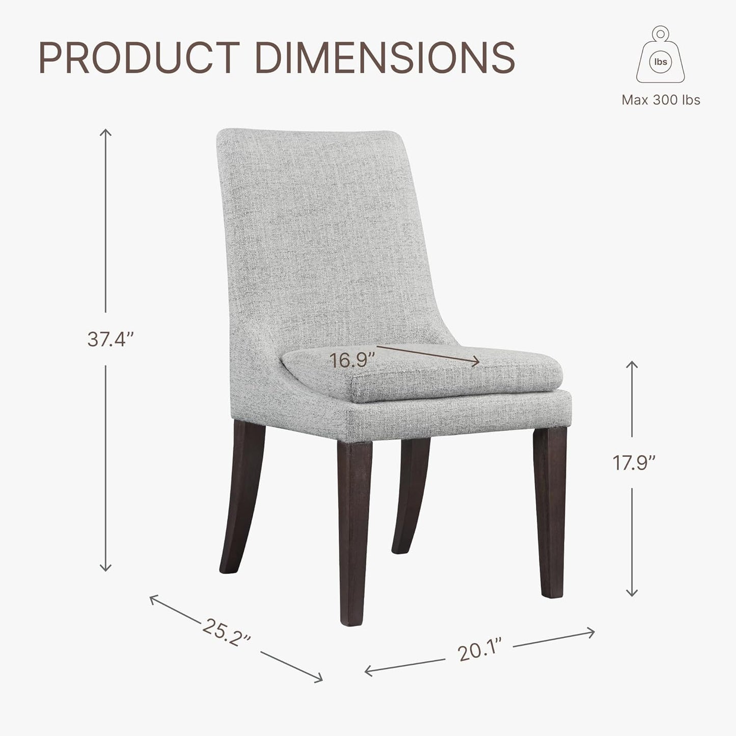 Upholstered Dining Chairs Modern Sidechair Performance Fabric High Back Armlesschair for Diningroom Kitchen,Light Grey,Set of 4(2 Box)