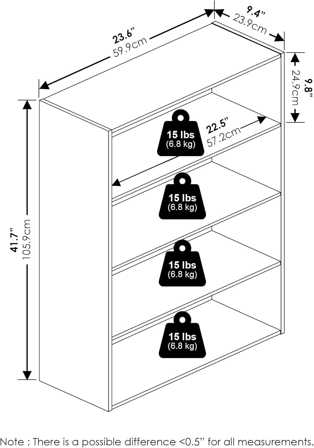 Furinno Pasir 4 Tier Open Shelf, Amber Pine