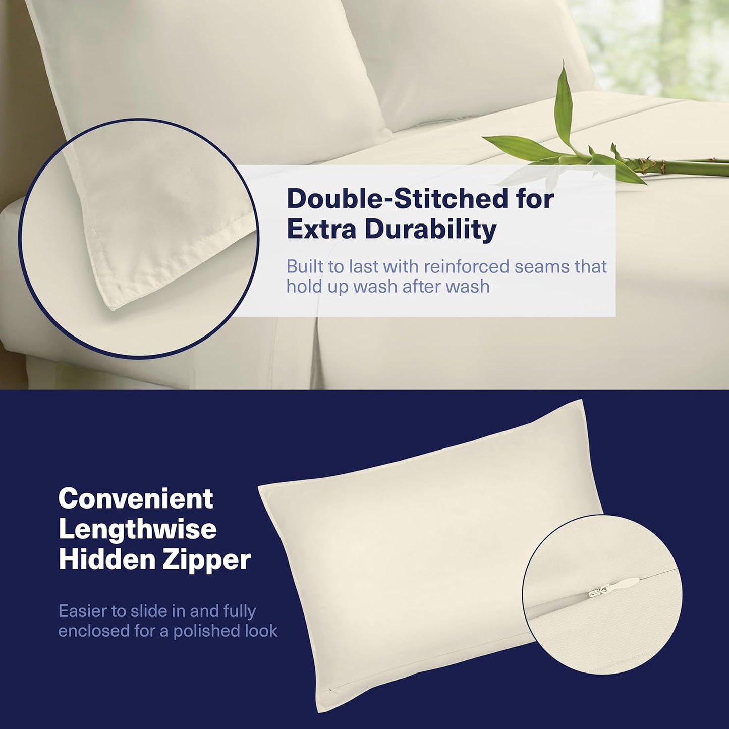 Kickoff Viscose Bamboo Sheets California King Size 4-pc 100% Organic Bamboo Viscose Bed Cooling Sheets Cal King Set Cool Bedding for hot Sleepers Sheet, Flat, Fitted, Pillowcases (Buttercream, CK)